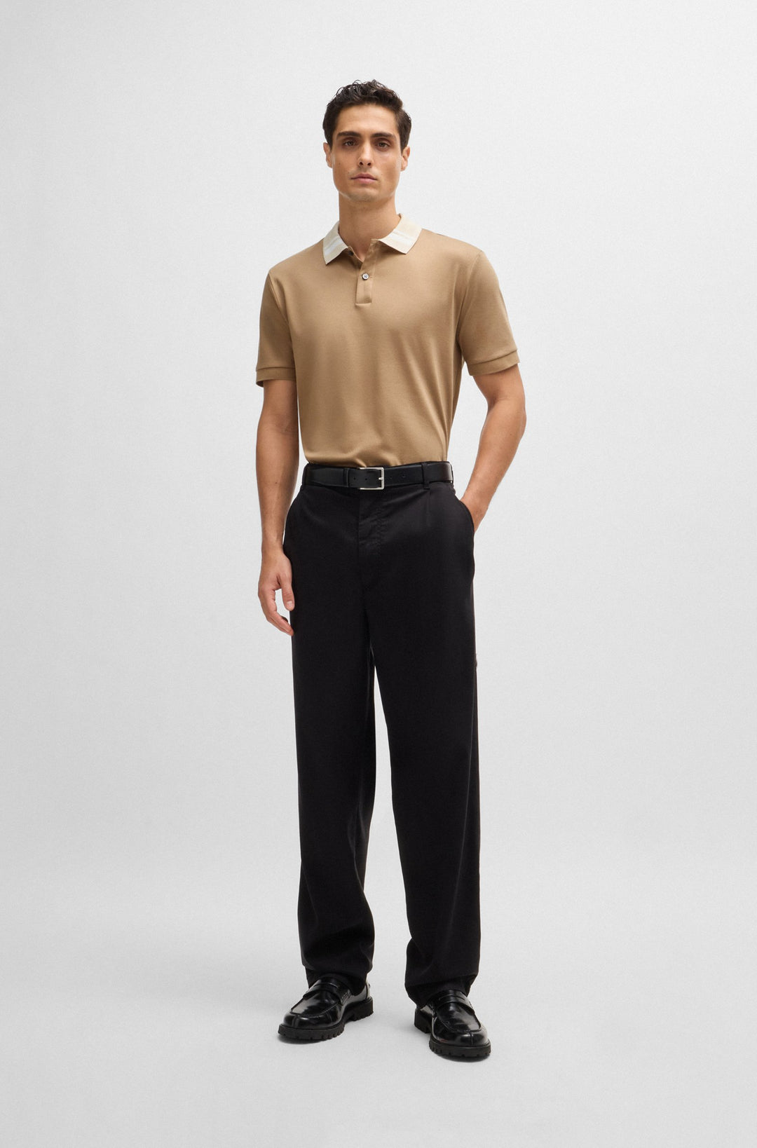 BOSS Polos Slim Fit in Cotton - H-PHILLIPSON 117 10260025 01-50521127- Concorde Fashion#color_beige-282