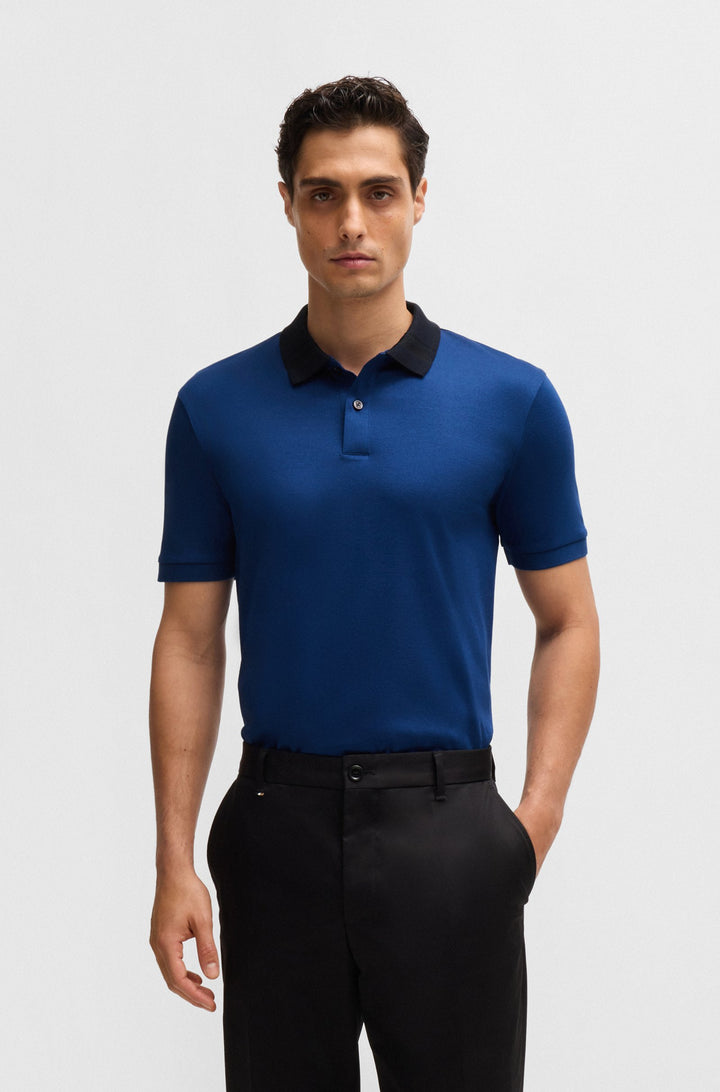 BOSS Polos Slim Fit in Cotton - H-PHILLIPSON 117 10260025 01-50521127- Concorde Fashion#color_blue-485