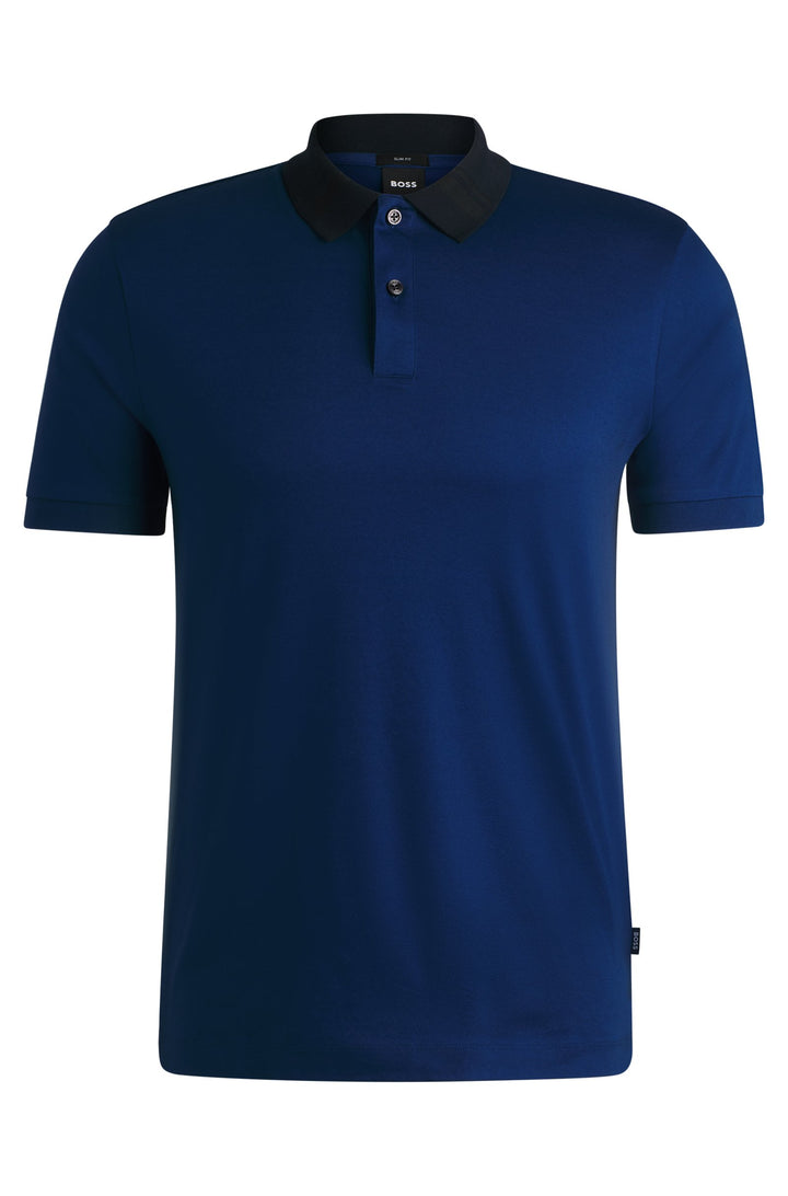 BOSS Polos Slim Fit in Cotton - H-PHILLIPSON 117 10260025 01-50521127- Concorde Fashion#color_blue-485