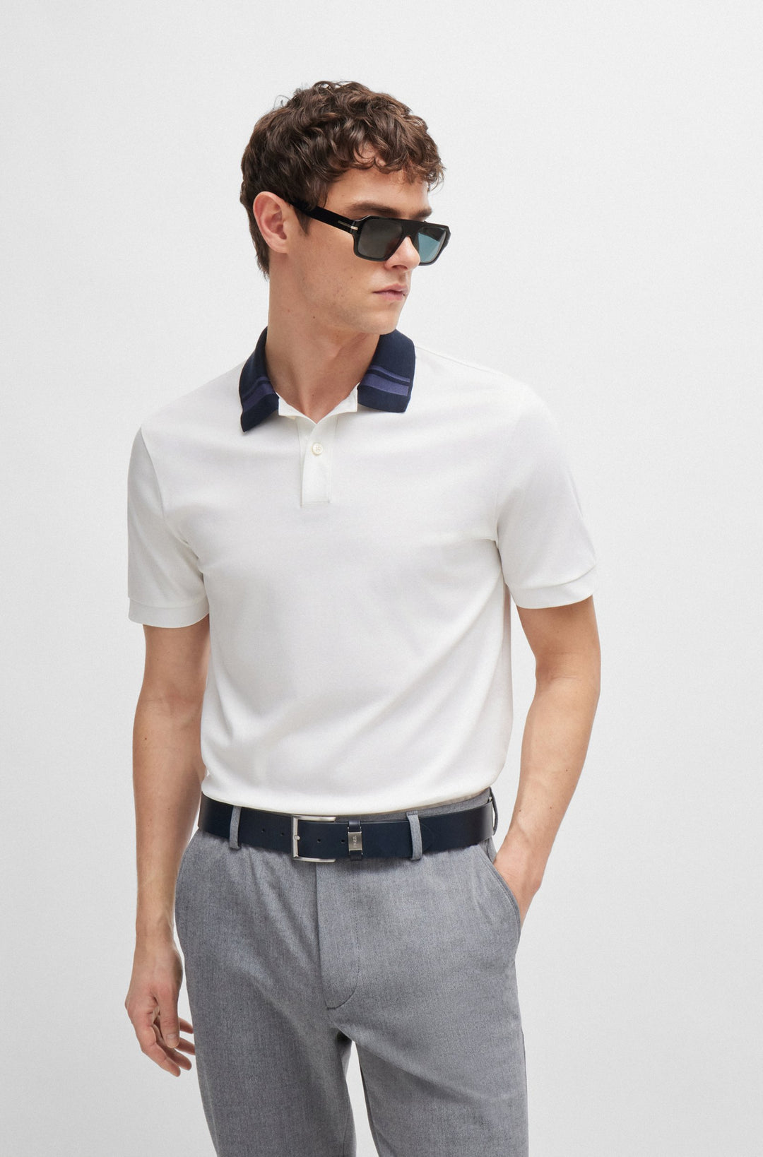 BOSS Polos Slim Fit in Cotton - H-PHILLIPSON 117 10260025 01-50521127- Concorde Fashion#color_white-100