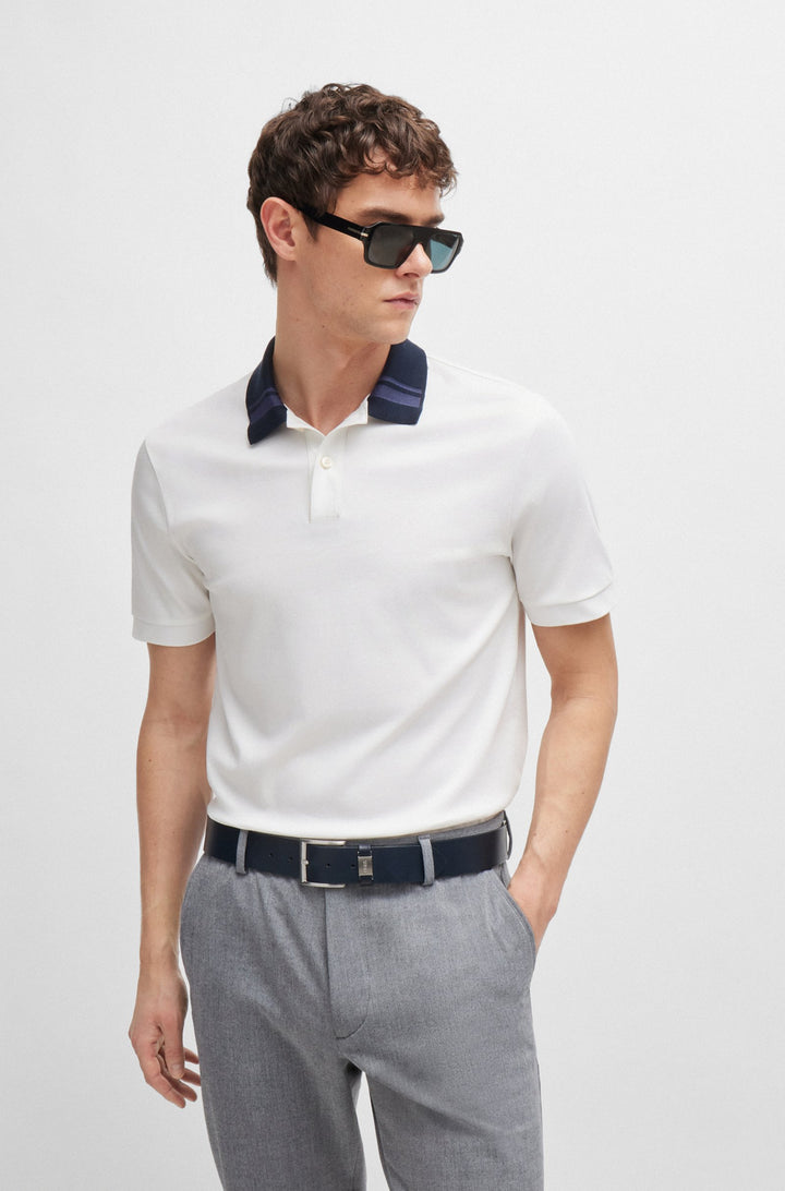 BOSS Polos Slim Fit in Cotton - H-PHILLIPSON 117 10260025 01-50521127- Concorde Fashion#color_white-100