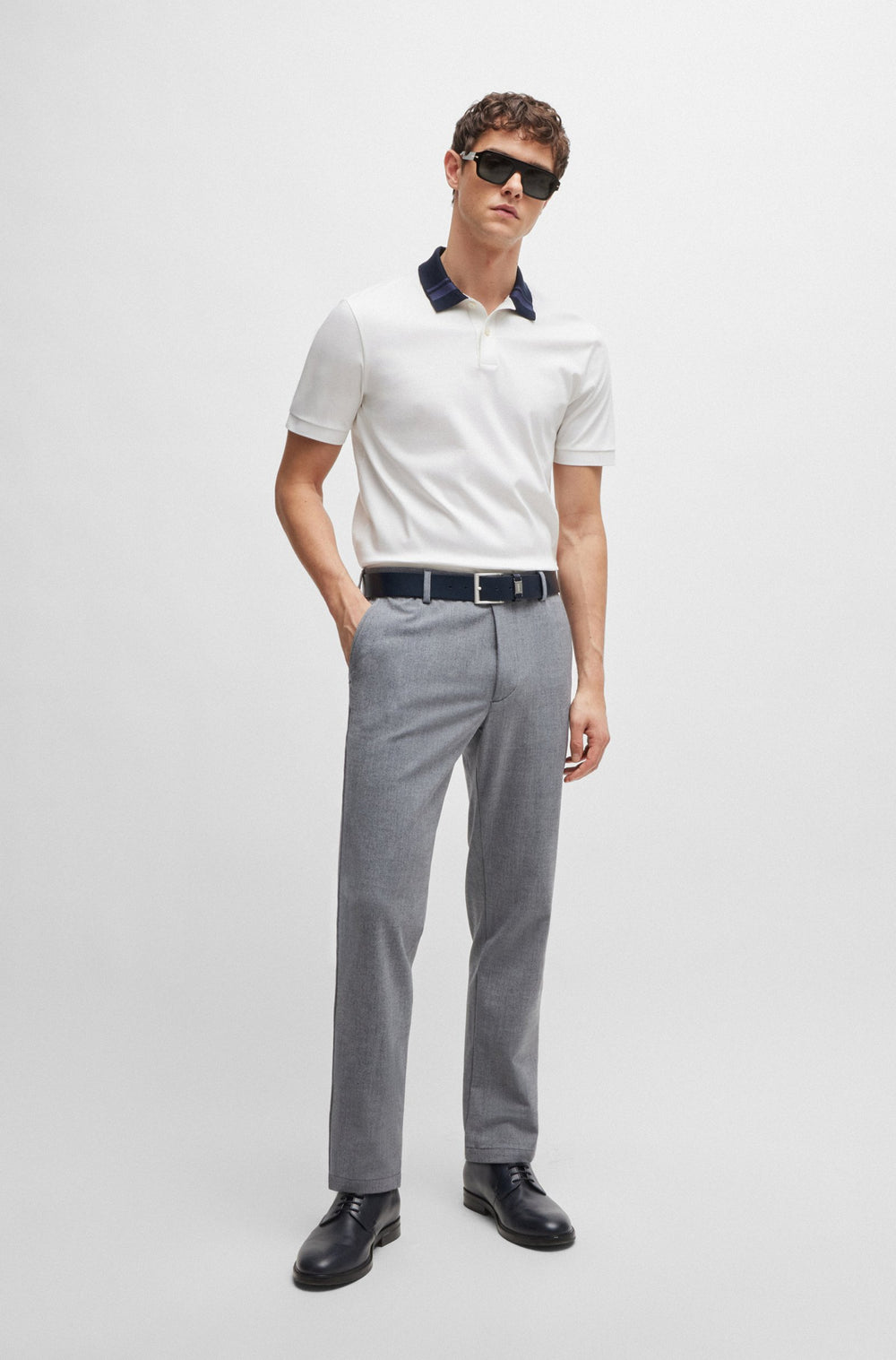 BOSS Polos Slim Fit in Cotton - H-PHILLIPSON 117 10260025 01-50521127- Concorde Fashion#color_white-100