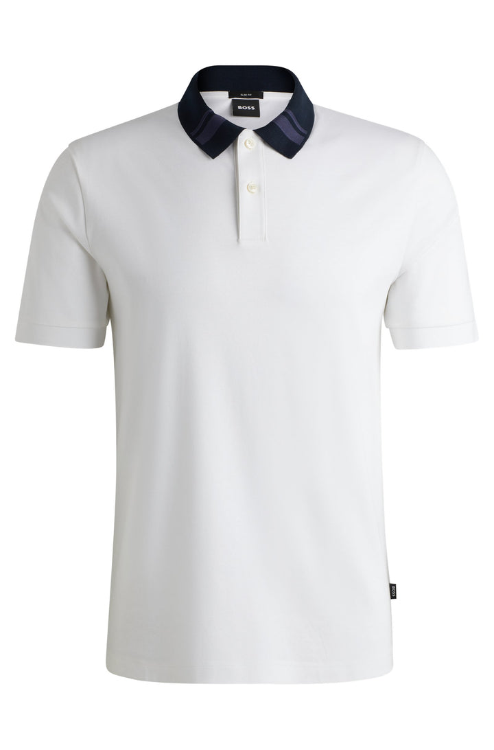 BOSS Polos Slim Fit in Cotton - H-PHILLIPSON 117 10260025 01-50521127- Concorde Fashion#color_white-100