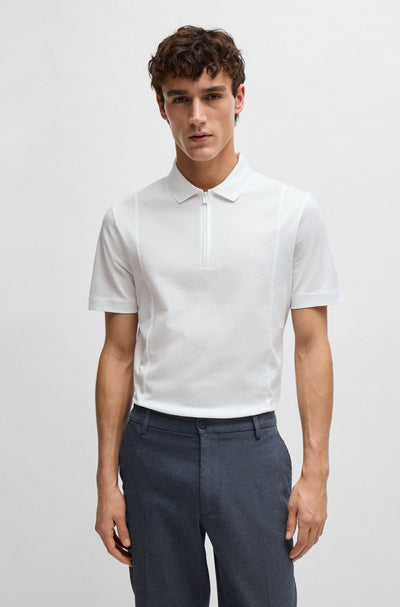 BOSS Regular Fit Polos in Cotton Mix - P-PARAS 365 10260031 01-50512686- Concorde Fashion#color_white-100