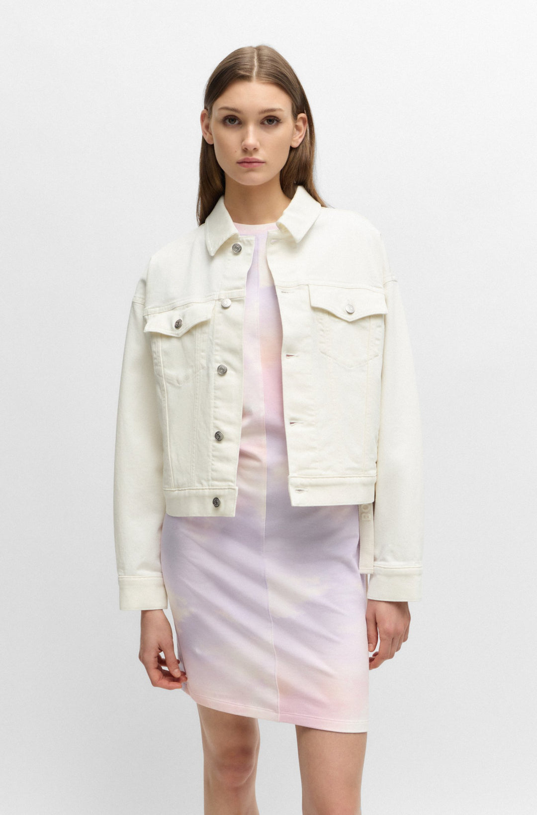 BOSS Regular Fit Casual Jackets in Cotton Mix - C_TRUCKER JACKET 10260096 01-50515888- Concorde Fashion#color_white-118