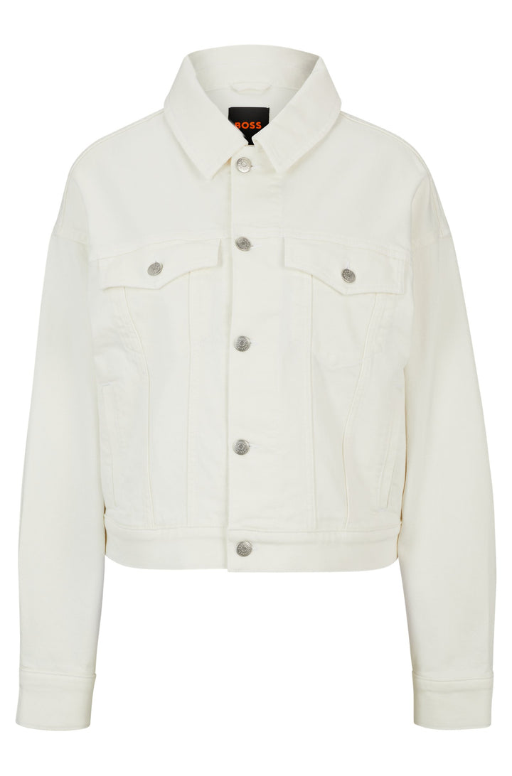 BOSS Regular Fit Casual Jackets in Cotton Mix - C_TRUCKER JACKET 10260096 01-50515888- Concorde Fashion#color_white-118