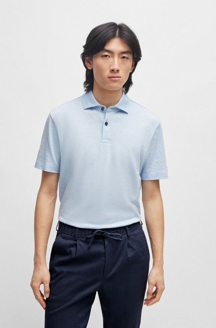 BOSS Regular Fit Polos in Cotton Mix - PRESS 56 10260110 01-50511600- Concorde Fashion#color_blue-450
