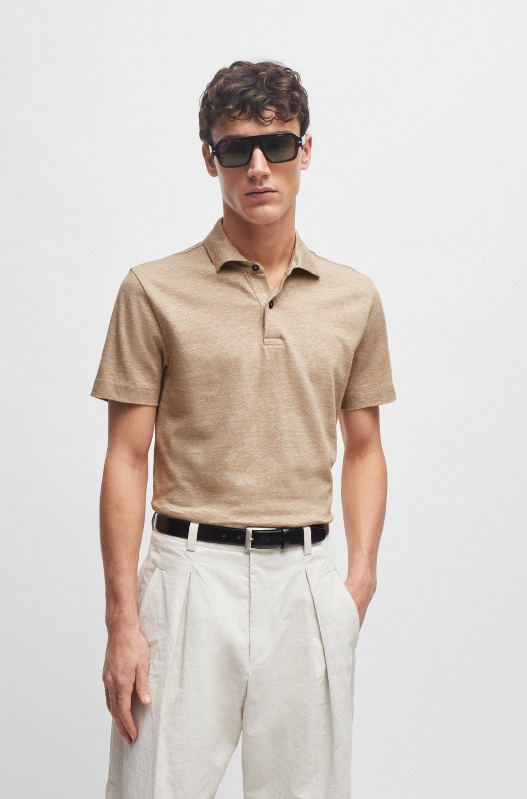 BOSS Regular Fit Polos in Cotton Mix - PRESS 56 10260110 01-50511600- Concorde Fashion#color_beige-260