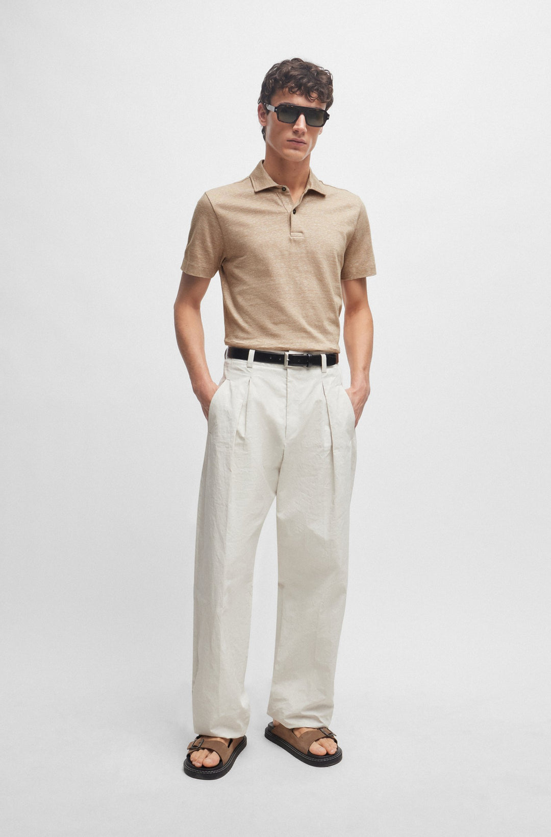 BOSS Regular Fit Polos in Cotton Mix - PRESS 56 10260110 01-50511600- Concorde Fashion#color_beige-260