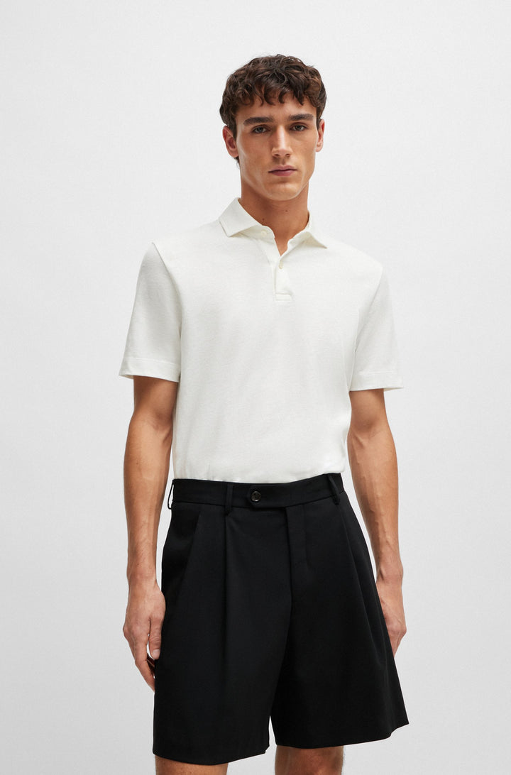 BOSS Regular Fit Polos in Cotton Mix - PRESS 56 10260110 01-50511600- Concorde Fashion#color_white-100