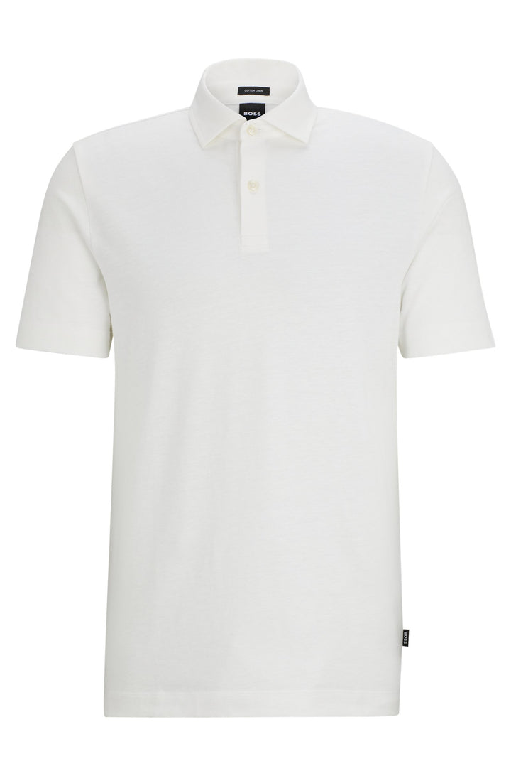 BOSS Regular Fit Polos in Cotton Mix - PRESS 56 10260110 01-50511600- Concorde Fashion#color_white-100
