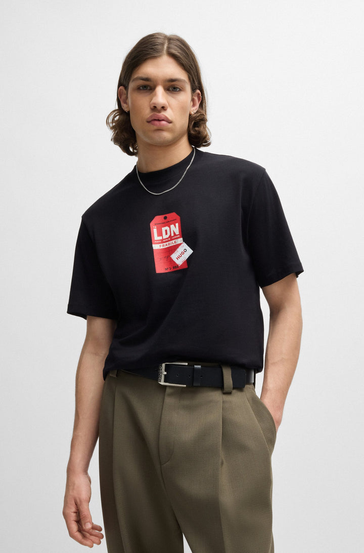 HUGO T-Shirts Relaxed Fit in Cotton - DITROSO 10260122 01-50516738- Concorde Fashion#color_black-001