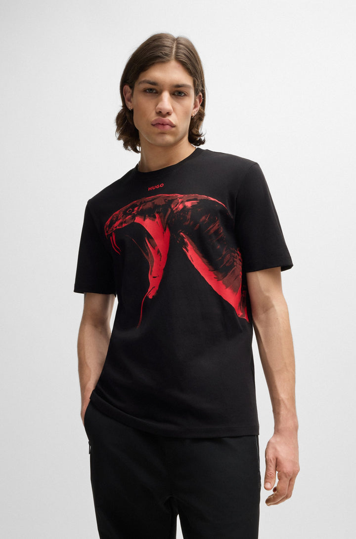 HUGO T-Shirts Regular Fit in Cotton - DIKOBRA 10260122 01-50519013- Concorde Fashion#color_black-001