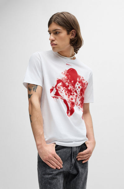 HUGO T-Shirts Regular Fit in Cotton - DIKOBRA 10260122 01-50519013- Concorde Fashion#color_white-100