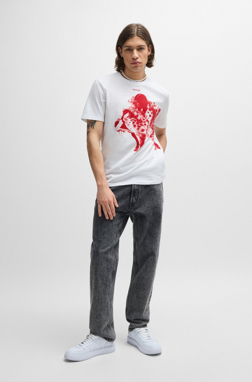 HUGO T-Shirts Regular Fit in Cotton - DIKOBRA 10260122 01-50519013- Concorde Fashion#color_white-100