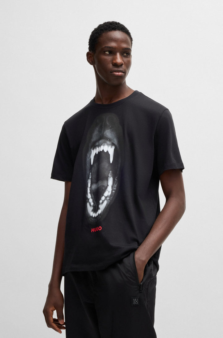 HUGO T-Shirts Regular Fit in Cotton - DAYAKING 10260122 01-50523979- Concorde Fashion#color_black-001