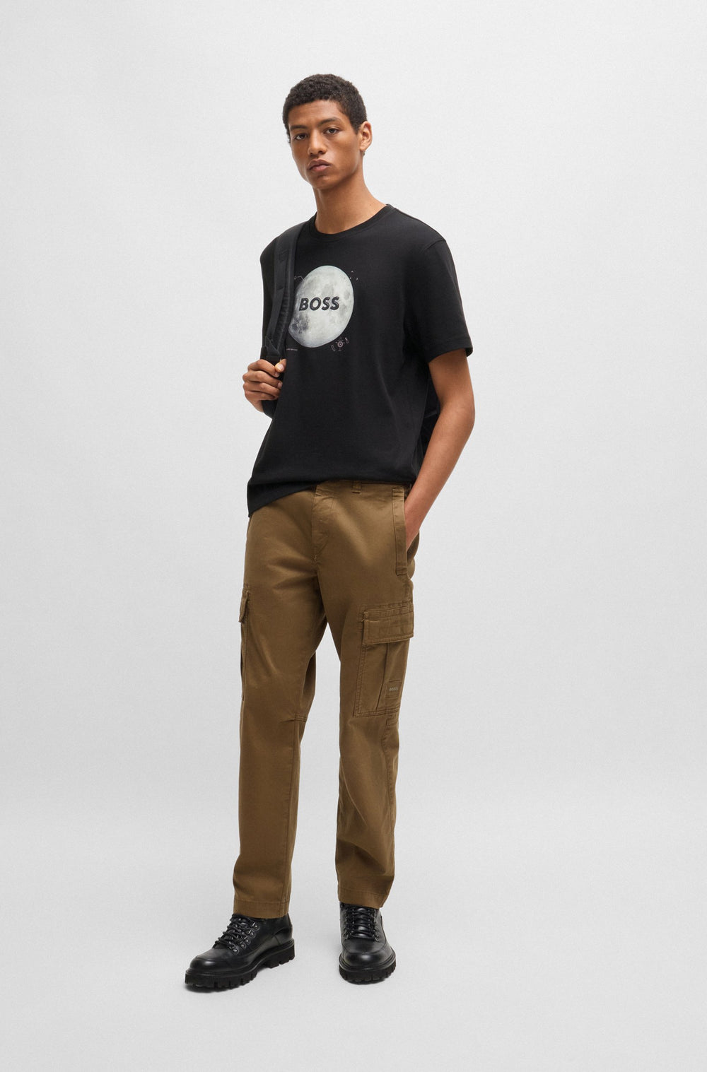 BOSS T-Shirts Regular Fit in Cotton - TE_MOON 10260136 01-50528189- Concorde Fashion#color_black-001