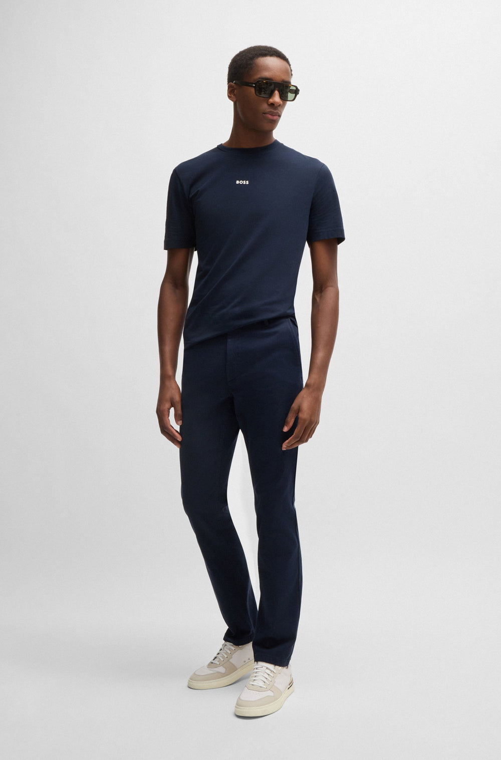 BOSS Trousers Slim Fit in Cotton Mix - CHINO_SLIM 10260139 01-50518468- Concorde Fashion#color_navy-404