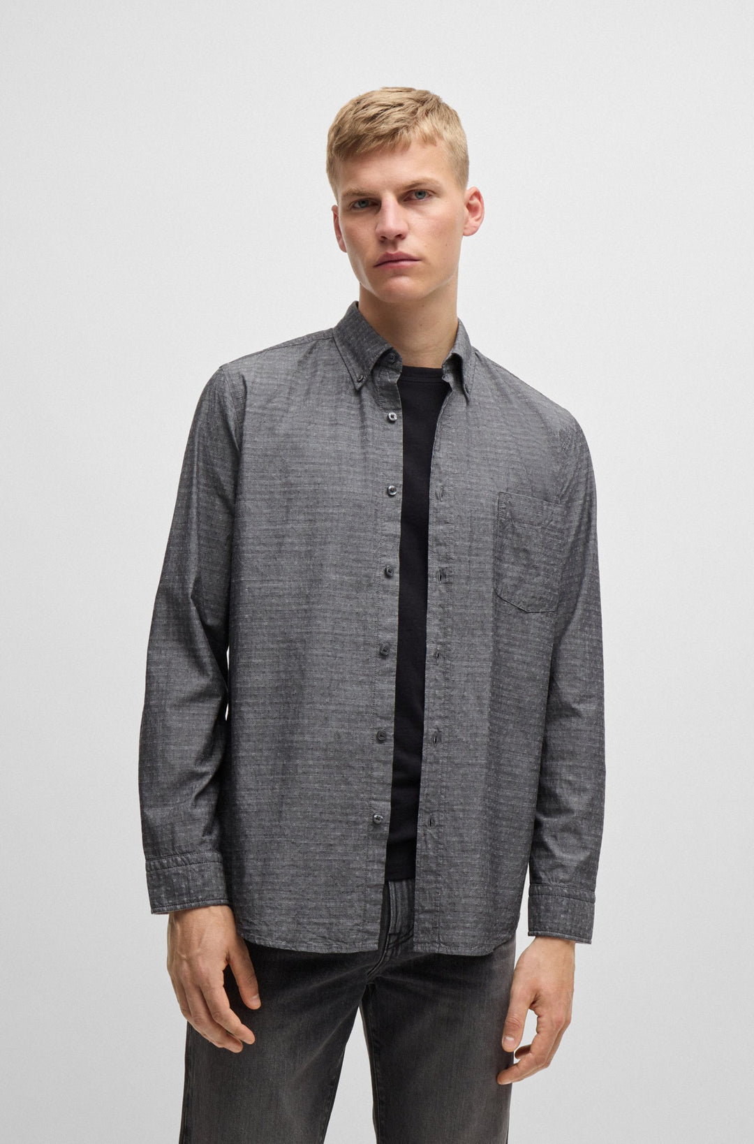 BOSS Casual Shirts Regular Fit in Cotton - RICKERT_M 10260277 01-50520061- Concorde Fashion#color_black-001