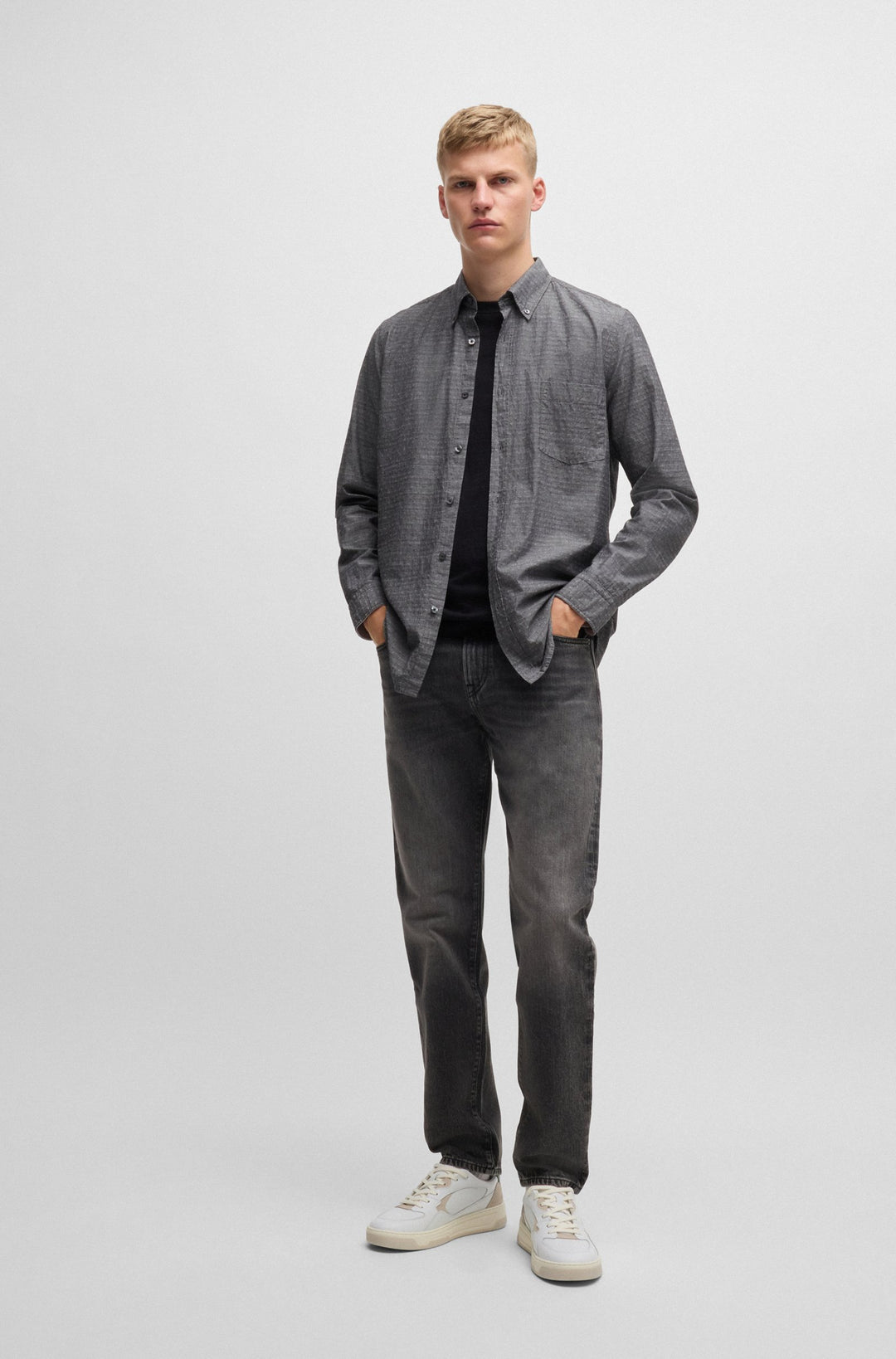 BOSS Casual Shirts Regular Fit in Cotton - RICKERT_M 10260277 01-50520061- Concorde Fashion#color_black-001