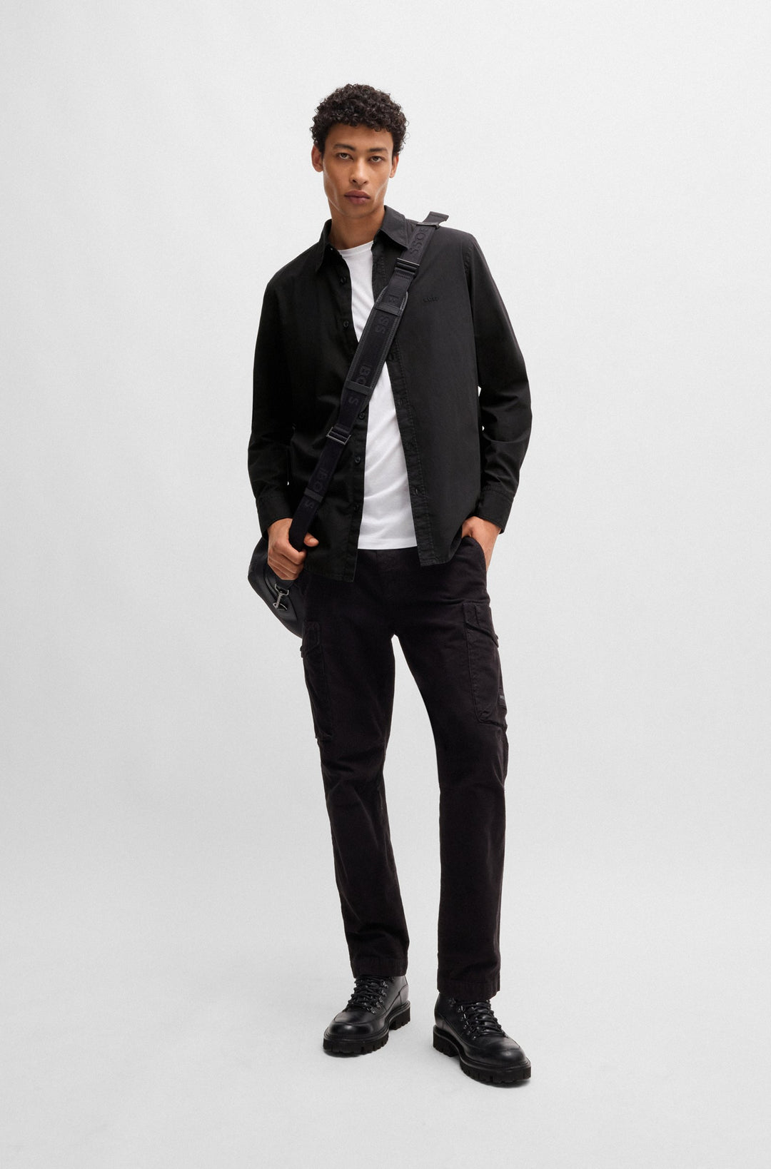 BOSS Casual Shirts Regular Fit in Cotton - RELEGANT_6_M 10260284 01-50518304- Concorde Fashion#color_black-001