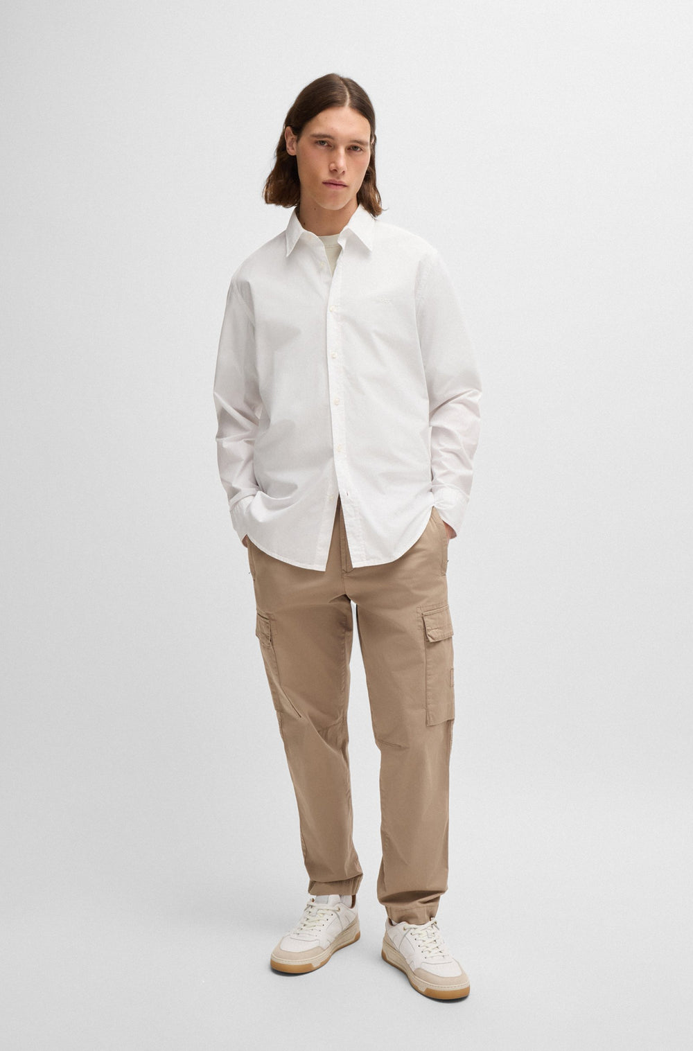 BOSS Casual Shirts Regular Fit in Cotton - RELEGANT_6_M 10260284 01-50518304- Concorde Fashion#color_white-100