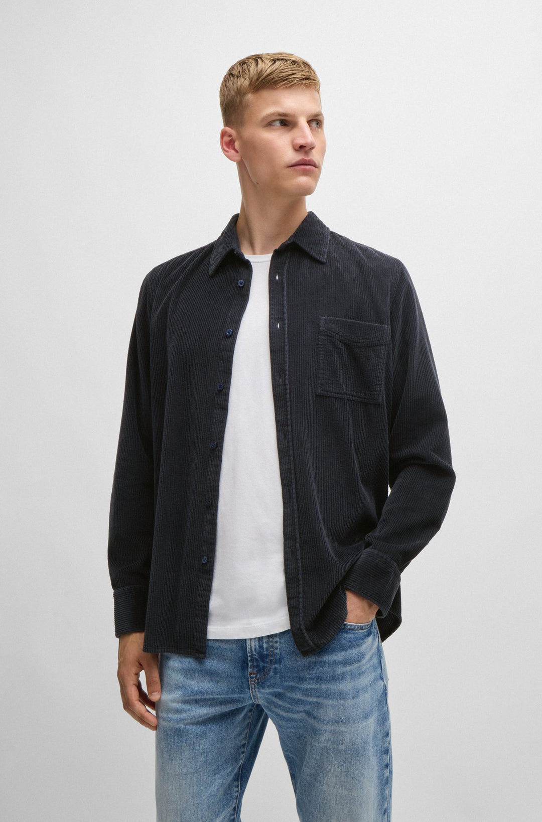 BOSS Casual Shirts Regular Fit in Cotton - RELEGANT_6_M 10260285 01-50524747- Concorde Fashion#color_navy-404