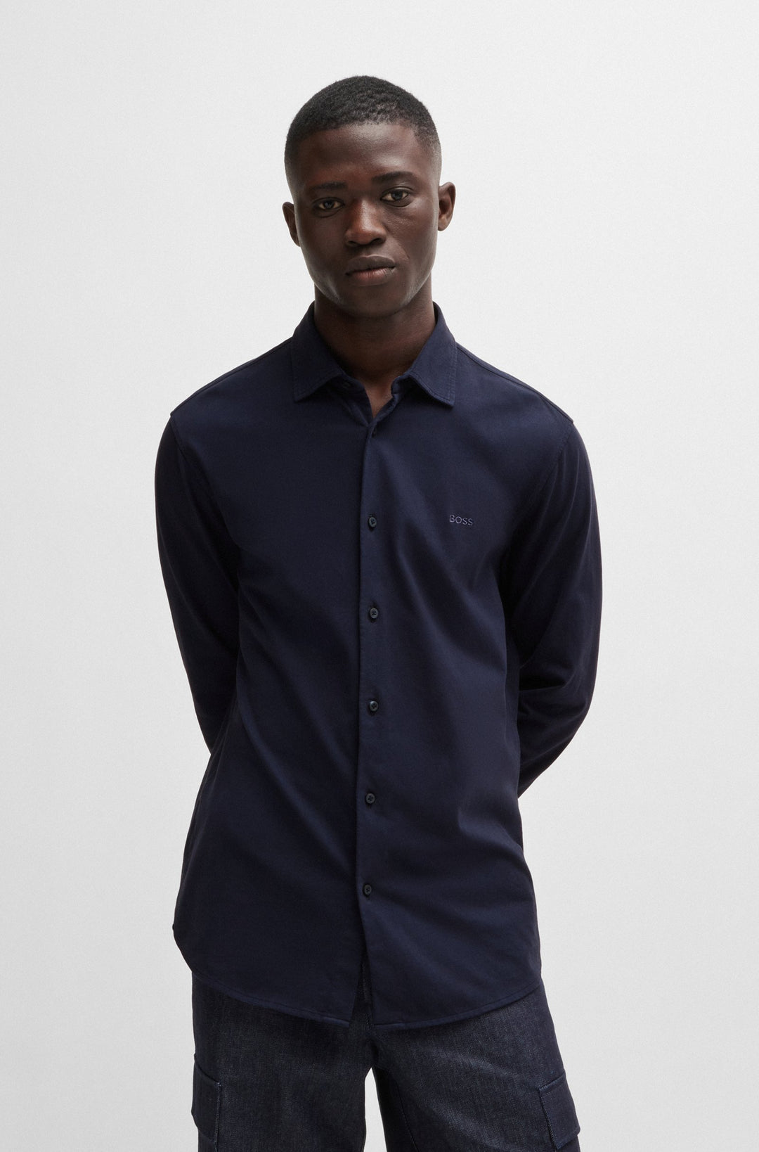BOSS Casual Shirts Slim Fit in Cotton - MYSOFT_2_M 10260293 01-50519746- Concorde Fashion#color_navy-418