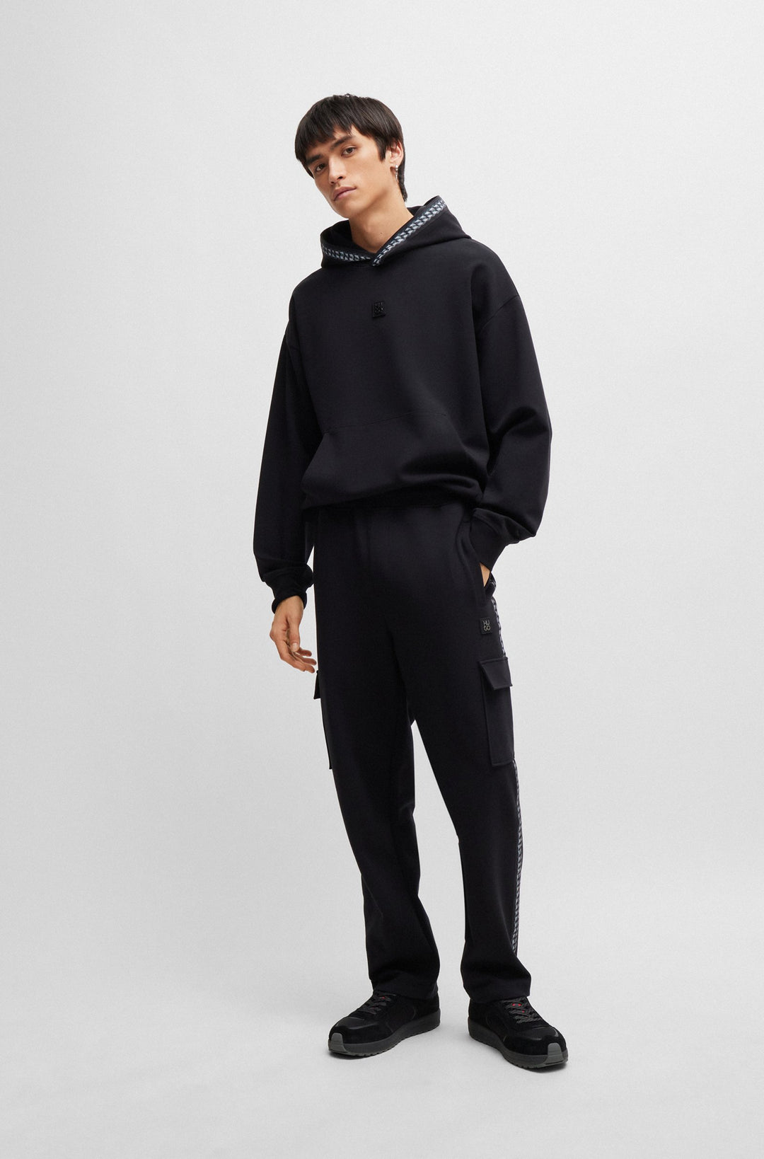 HUGO RED Standard Sole Sneakers in Leather - CILAN_TENN_MESD 10260400 01-50517016- Concorde Fashion#color_black-005