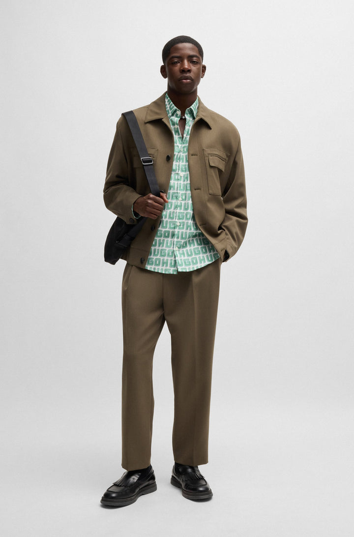 HUGO Casual Shirts Slim Fit in Cotton Mix - ERMO 10260458 01-50519638- Concorde Fashion#color_green-332
