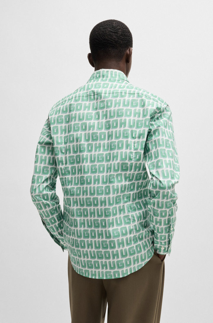 HUGO Casual Shirts Slim Fit in Cotton Mix - ERMO 10260458 01-50519638- Concorde Fashion#color_green-332