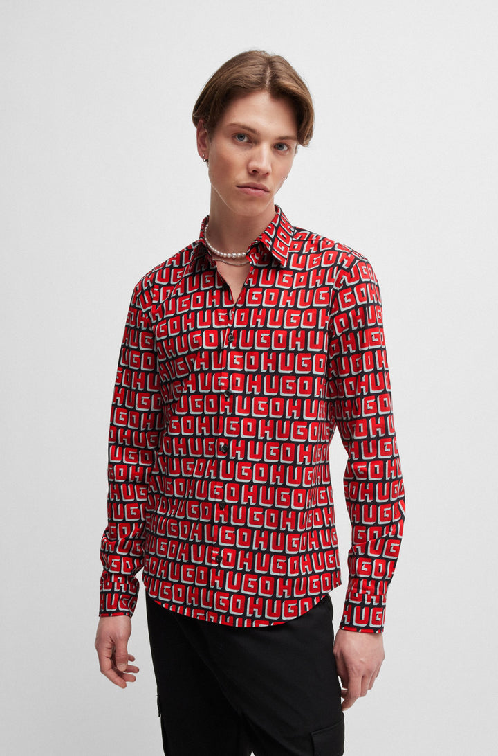 HUGO Casual Shirts Slim Fit in Cotton Mix - ERMO 10260458 01-50519638- Concorde Fashion#color_pink-693