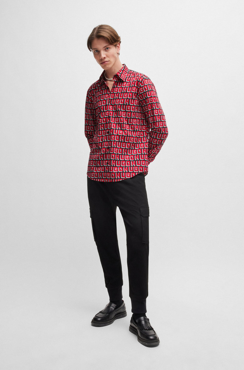 HUGO Casual Shirts Slim Fit in Cotton Mix - ERMO 10260458 01-50519638- Concorde Fashion#color_pink-693
