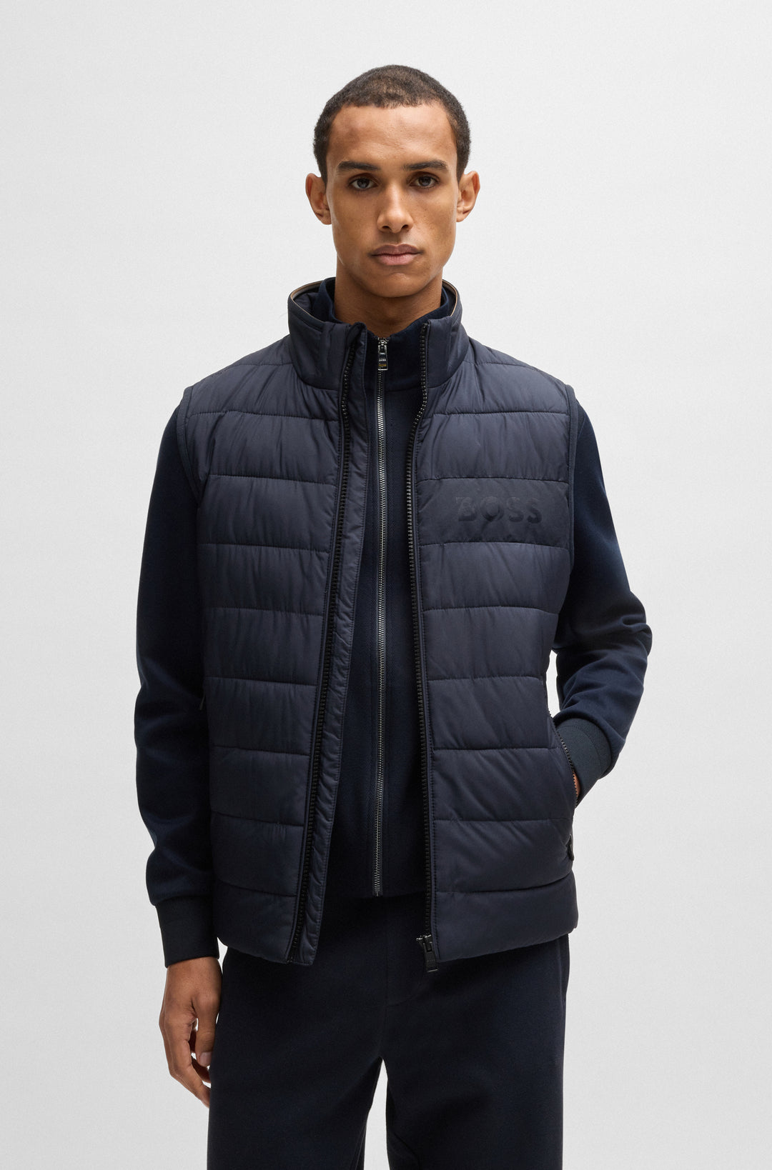 BOSS Vests Regular Fit in Polyester - H-CENITO 10260482 01-50518375- Concorde Fashion#color_navy-404
