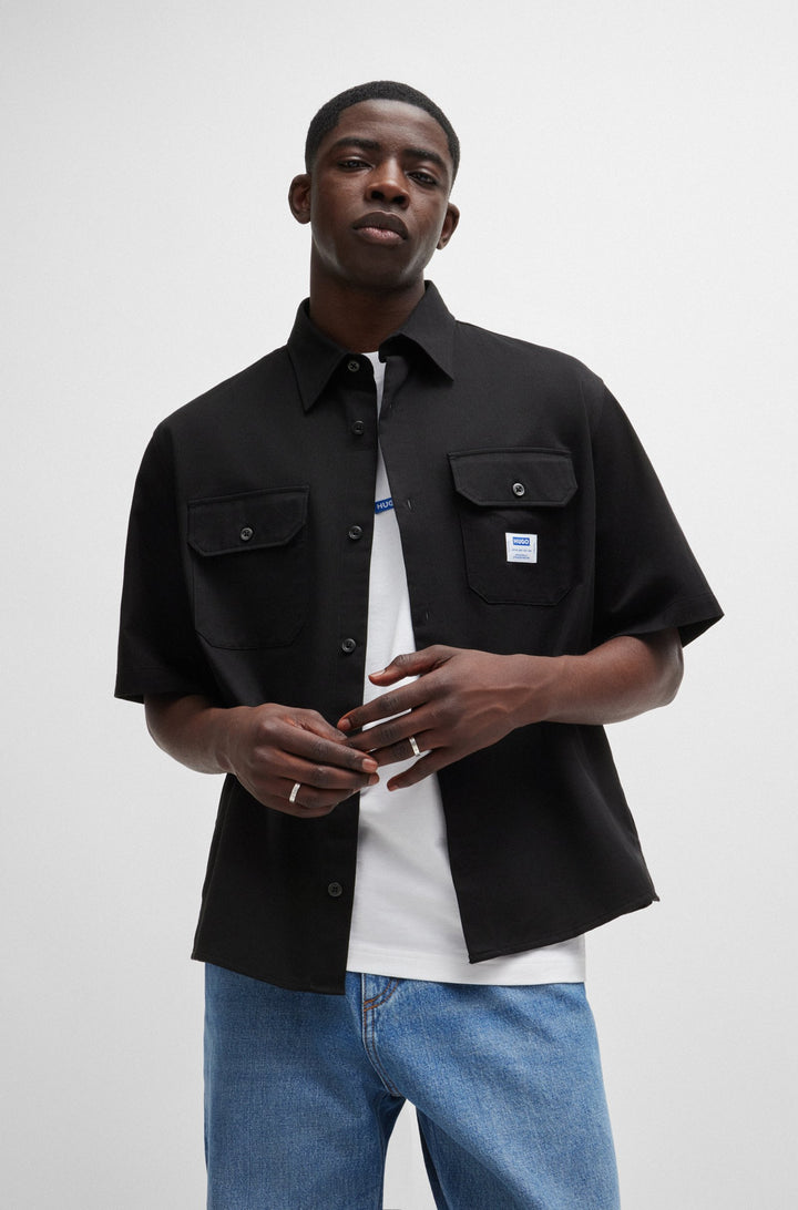 HUGO BLUE Oversize Fit Casual Shirts in Cotton - EKYNO 10260730 01-50517871- Concorde Fashion#color_black-001
