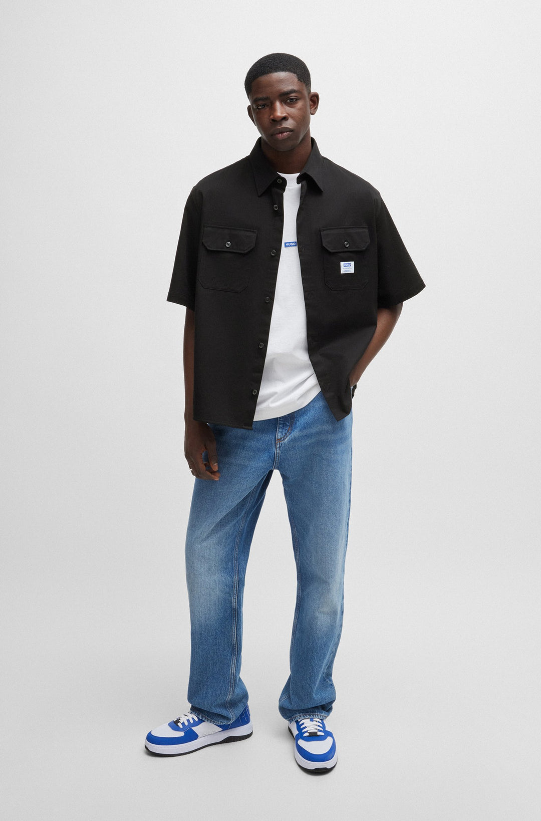 HUGO BLUE Oversize Fit Casual Shirts in Cotton - EKYNO 10260730 01-50517871- Concorde Fashion#color_black-001