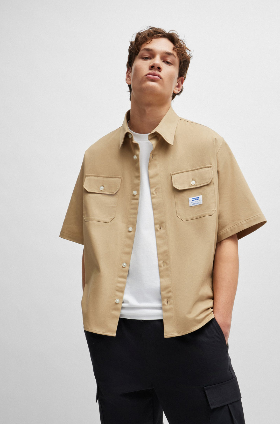 HUGO BLUE Oversize Fit Casual Shirts in Cotton - EKYNO 10260730 01-50517871- Concorde Fashion#color_beige-269