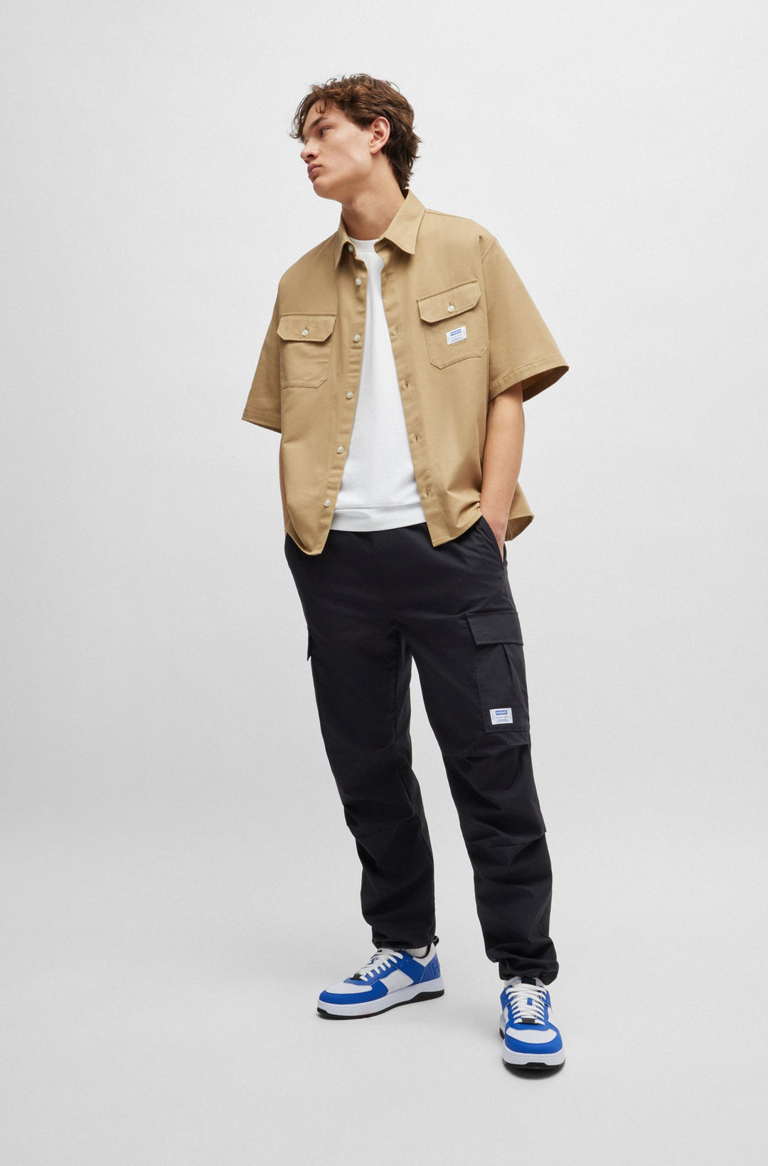 HUGO BLUE Oversize Fit Casual Shirts in Cotton - EKYNO 10260730 01-50517871- Concorde Fashion#color_beige-269