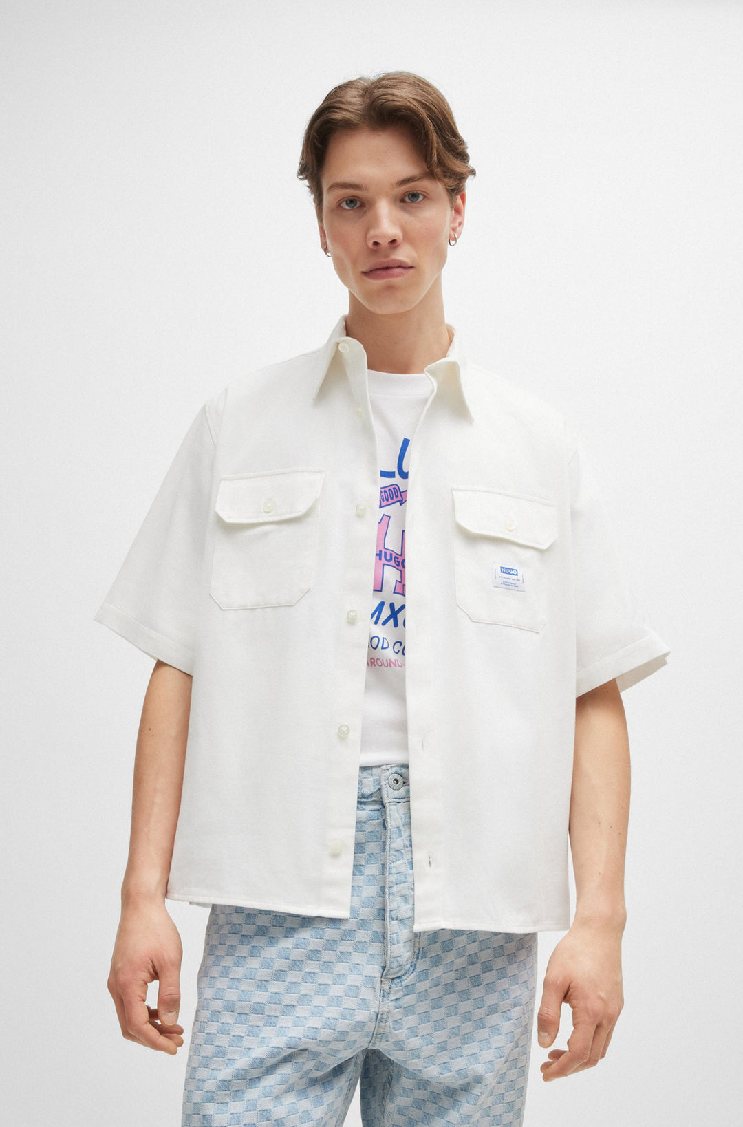 HUGO BLUE Oversize Fit Casual Shirts in Cotton - EKYNO 10260730 01-50517871- Concorde Fashion#color_white-199