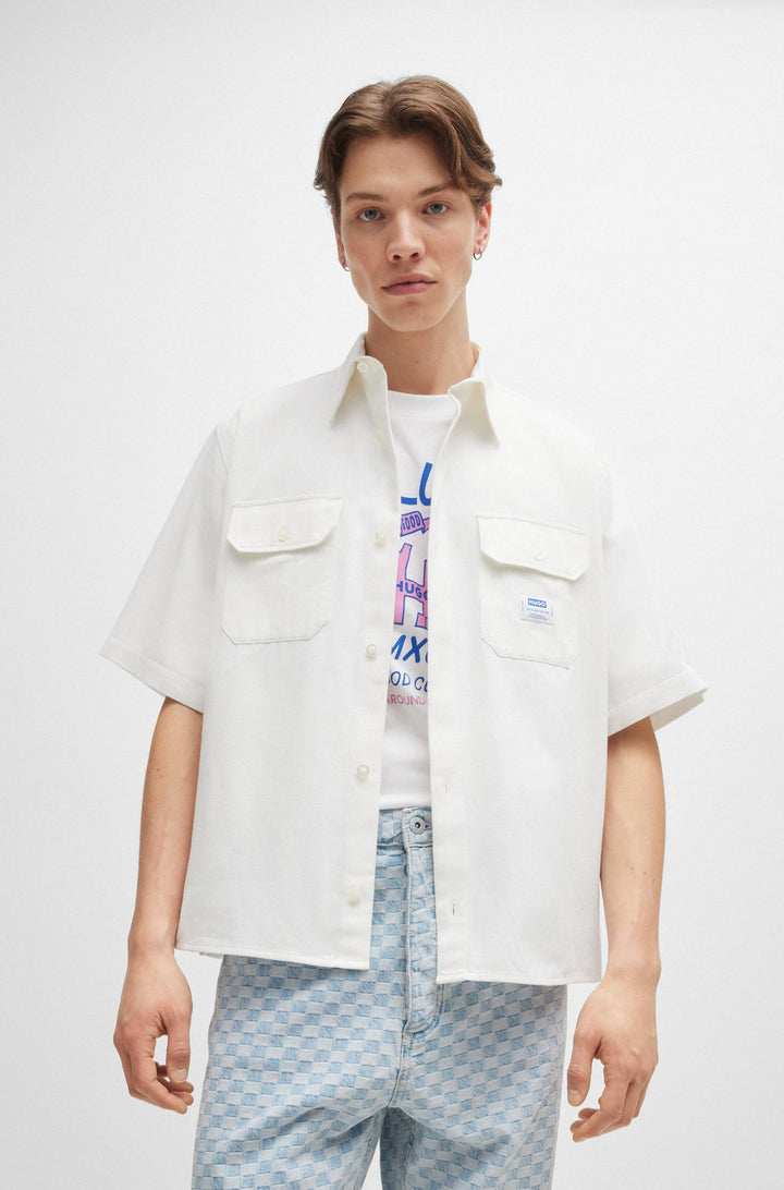 HUGO BLUE Oversize Fit Casual Shirts in Cotton - EKYNO 10260730 01-50517871- Concorde Fashion#color_white-199