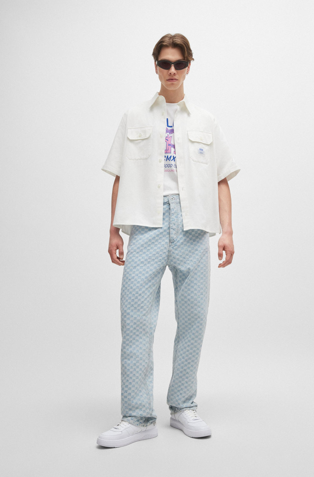 HUGO BLUE Oversize Fit Casual Shirts in Cotton - EKYNO 10260730 01-50517871- Concorde Fashion#color_white-199