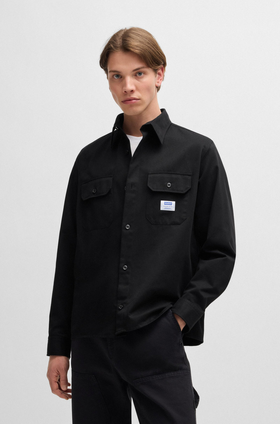 HUGO Casual Shirts Oversize Fit in Cotton - EKYNONE 10260730 01-50520001- Concorde Fashion#color_black-001