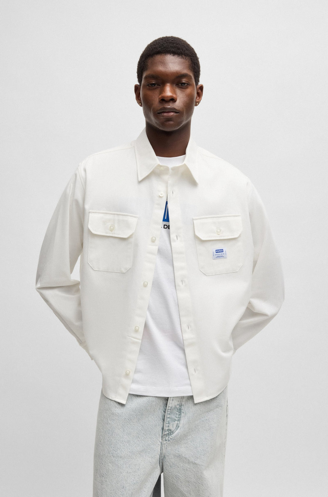 HUGO Casual Shirts Oversize Fit in Cotton - EKYNONE 10260730 01-50520001- Concorde Fashion#color_white-121