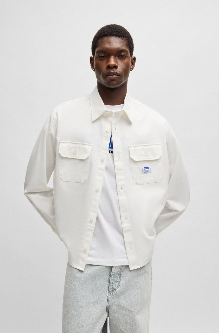 HUGO Casual Shirts Oversize Fit in Cotton - EKYNONE 10260730 01-50520001- Concorde Fashion#color_white-121