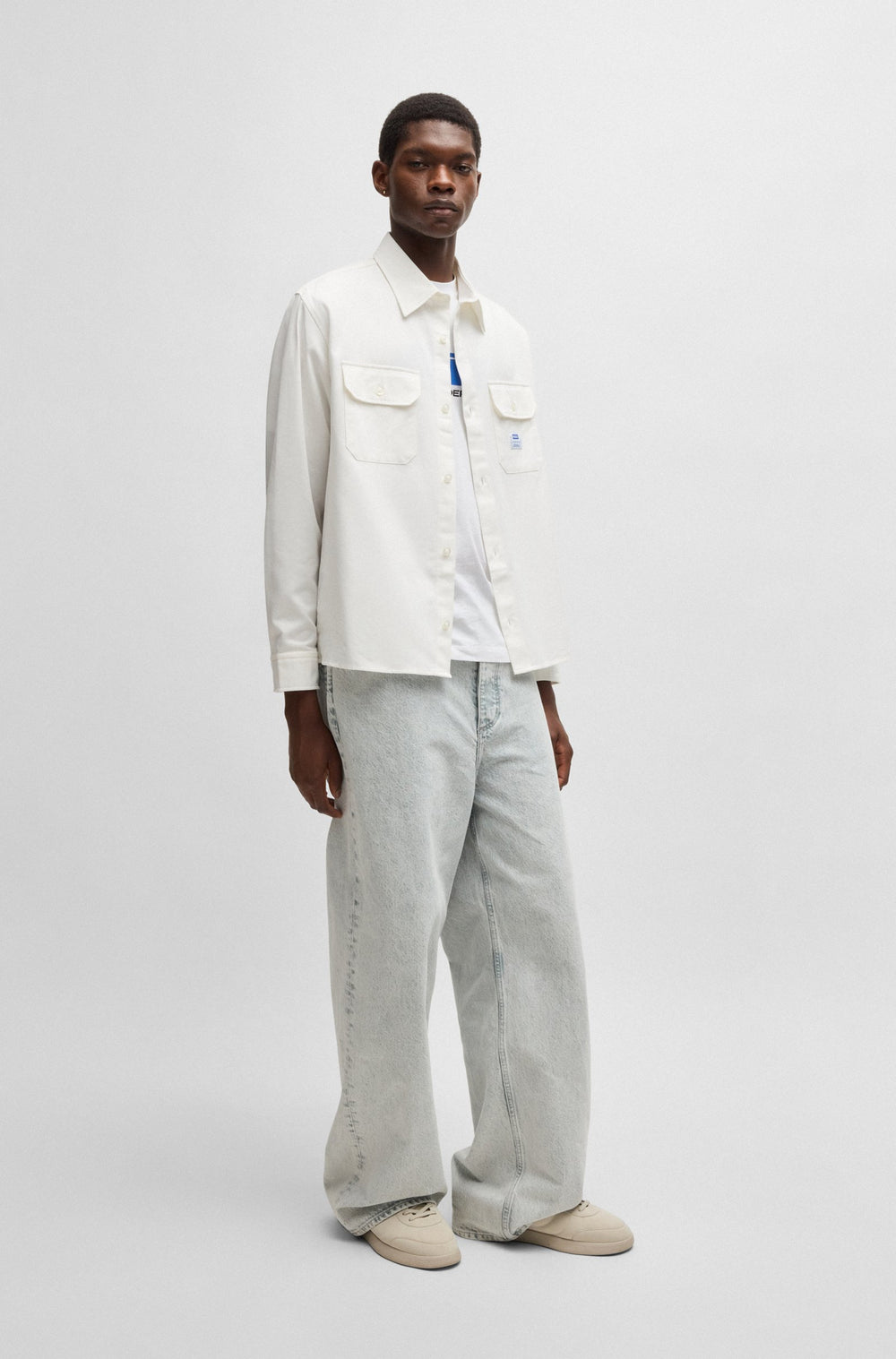HUGO Casual Shirts Oversize Fit in Cotton - EKYNONE 10260730 01-50520001- Concorde Fashion#color_white-121