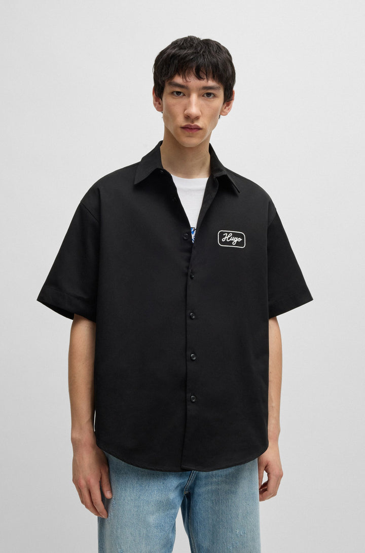 HUGO Casual Shirts Relaxed Fit in Cotton - EBRONN 10260730 01-50539100- Concorde Fashion#color_black-001