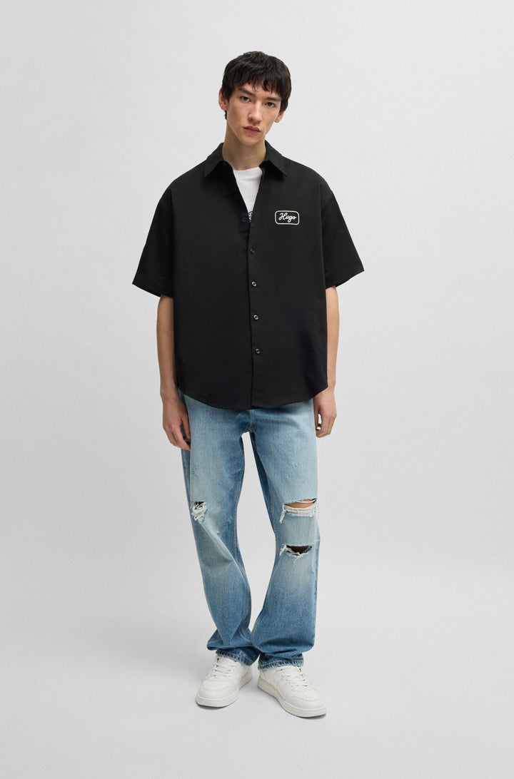 HUGO Casual Shirts Relaxed Fit in Cotton - EBRONN 10260730 01-50539100- Concorde Fashion#color_black-001