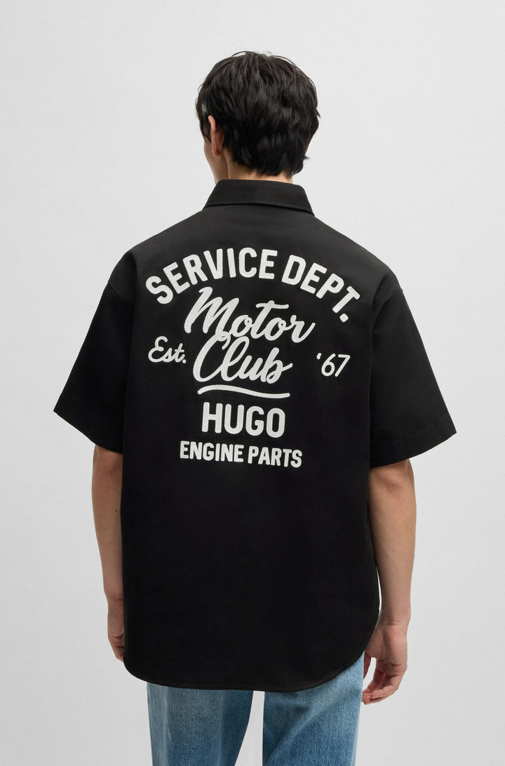 HUGO Casual Shirts Relaxed Fit in Cotton - EBRONN 10260730 01-50539100- Concorde Fashion#color_black-001