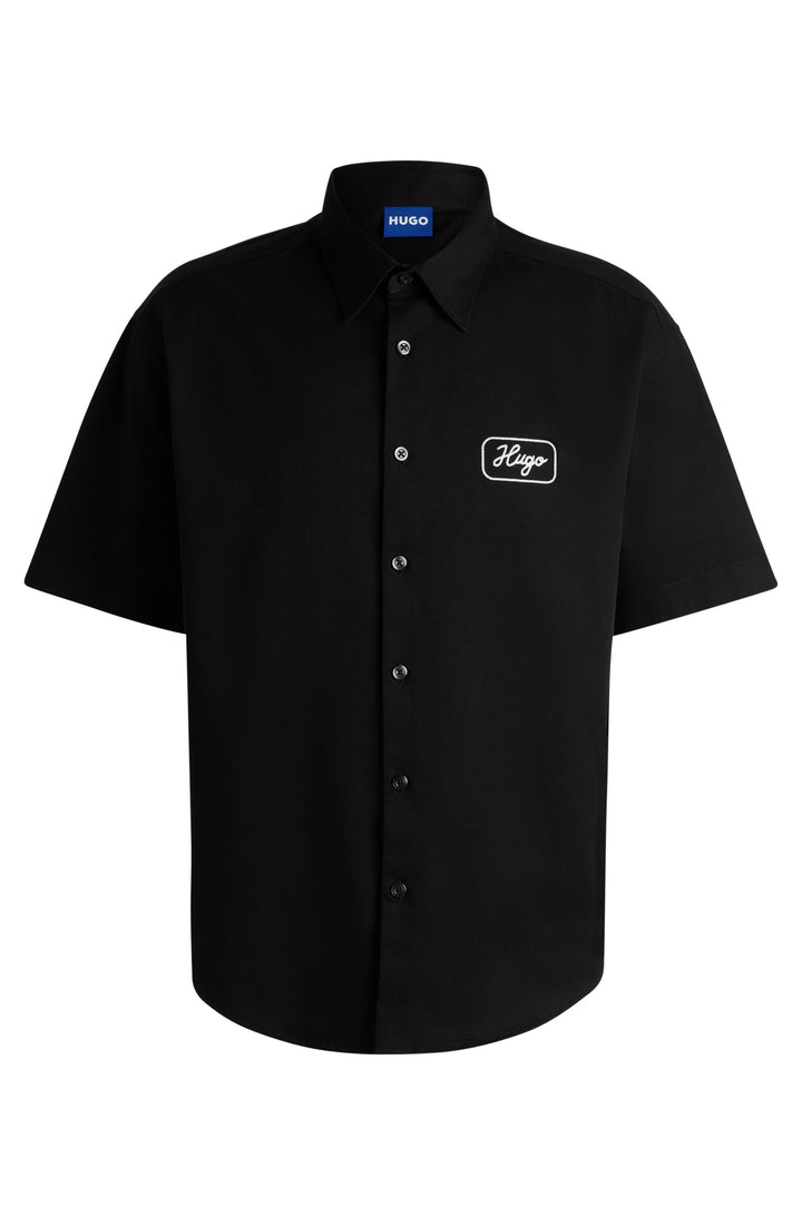 HUGO Casual Shirts Relaxed Fit in Cotton - EBRONN 10260730 01-50539100- Concorde Fashion#color_black-001