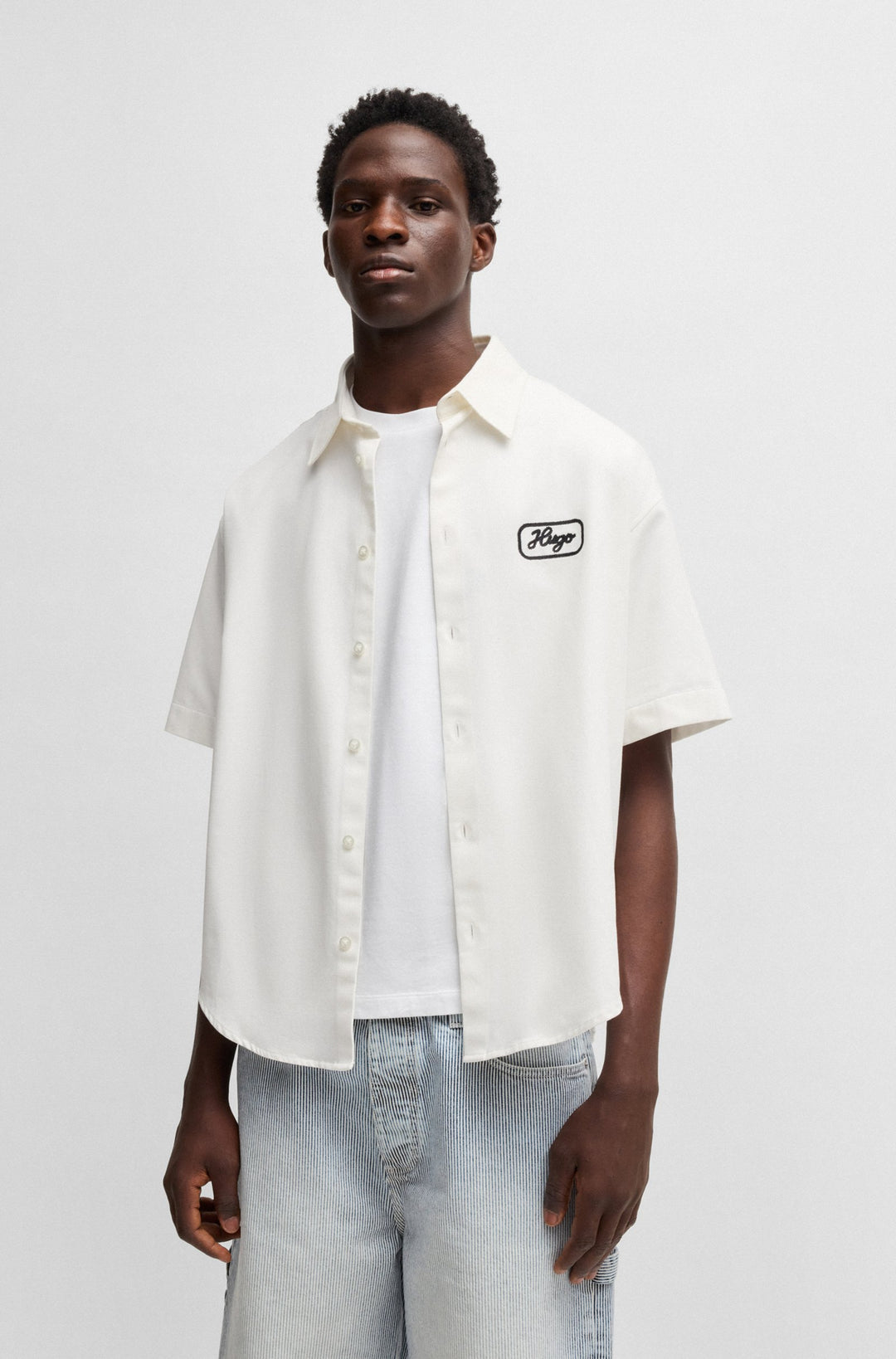 HUGO Casual Shirts Relaxed Fit in Cotton - EBRONN 10260730 01-50539100- Concorde Fashion#color_white-121